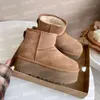 5cm Plataforma Altura Mulheres Clássico Ultra Mini Bota Australiana Inverno Neve Designer Tasman Tazz Botas de Pele Chinelos Tornozelo Sherpa Sweater Letter6