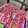 Shorts femininos marca de moda leopardo impressão estudantes do sexo feminino 2023 verão pintado cintura elástica solta a-line perna larga denim