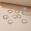 Cluster Ringe Gut aussehende Mädchen Store Damenring Metall Diamant Achtteiliges Set Mode Einfach Exquisit 2023