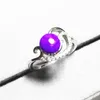 Pierścionki klastra oryginalne, naturalny fioletowy sugilite kamień szlachetny kryształ mody srebrny pierścień imprezowy regulowany rozmiar