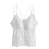 Women's Tanks Sexy Lace Tank Top V-neck Sling Pads Butterflies Beauty Back Bra Vest Sweet Hollow Casual Underwear