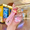 Cute Pink Donut Quicksand Bottle Acrylic Keychain School Bag Car Cartoon Key Pendant As A Toy Or Gift For Anyone