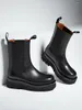 Stiefel Kleine Größe 37-44 Herren Klassische High-End-Vollnarbenleder-Slip-on-Mittelkalb-Moderne Herren-Winter-Flatform-Schuhe mit dickem Absatz