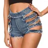 Jeans femininos high-rise bodycon mulheres shorts sexy buraco rasgado denim praia casual bar clube dança magro