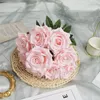 Faux Floral Greenery Simulated 9 Diamond Roses Flowers Arrangement Wedding Corner Rose Autumn Retro White Colorful Artificial Home Decor 231009