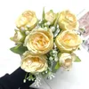 Dekoracyjne kwiaty jedwabne róże hortensja sztuczna wazon bukiet ślubny do dekoracji domowej akcesoria świąteczne girland