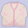 Women s Sweaters S 3XL Women Knit Pink Cardigan Autumn Long Sleeve Cotton Handmade Heart Lover Embroidery Warm Loose Fit Knitwear Tops 231009