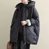 Trenchs de femmes surdimensionnées femmes Parka hiver mi-longueur à capuche veste en coton chaud manteau de bouffée poches matelassées solide mode coréenne