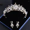 Hair Clips Handmade Bridal Set Chain 2023 Korean Ornaments Wedding Crown Necklace Earrings Three-piece