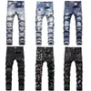 2022 Mens Jeans Rasgado Skinny Stretch Biker Denim Slim Fit Calças Hip Hop Calças Masculinas Ásia Tamanho 29-38 Alta Quality259Y