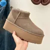 Australië Dames Laarzen Ultra Mini Platform Laarsjes Tazz Tasman Suede Shearling Slippers Winter Sneeuw Wol Enkellaars Kastanje Designer Bont Uggz Womens