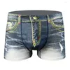 Underpants Lightweight Unique Print Denim Pattern Men Briefs Breathable For Gift