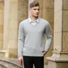 Pulls pour hommes pur vison cachemire doux col en v pulls décontractés hiver à manches longues de haute qualité hauts 10 couleurs pulls