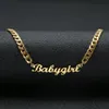 Lovely Gift Gold Color Babygir Name Necklace Stainless Steel Nameplate Choker Handwriting Signature Necklace For Girls316l