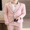 Ropa de hombre blanco para fiesta de boda, 2 piezas, trajes de novio de esmoquin ajustados de color rosa, tendencias elegantes 2021, ropa para hombre, trajes de cuerpo ajustados X227D