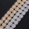 Chokers US7 11MM Clustered Diamond Tennis Chain In White Gold CZ Stone Cubic Zircon Box Clasp Necklaces For Men Jewelry3041