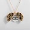 Drop Vintage Boho Sunflower Pendant Necklace Women Ethnic Double-Deck Eloy Open Engrave Letter Lover Neckraces229K