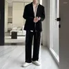 Men's Suits Winter Velvet Suit Men Fashion Social Mens Dress Set Korean Loose Casual Blazer Pants Sets Office Formal Black Grey