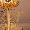 Bougeoirs 1PC 45 pouces Lotus Sculpture Titulaire Golden Alliage Chandelier pour Temples Salon Maison Diwali