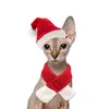 Cat Costumes Christmas Hat Scarf Set For Cats Dogs Xmas Santa Hats With Outfit Apparel Pet