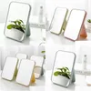 Miroirs Miroir de bureau maquillage carré simple face princesse Dressing pliant haute définition ménage salle de bain maison jardin décor à la maison OT80Z