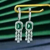 Boucles d'oreilles en argent sterling 925 6 8 mm créé Moissanite diamant gland émeraude pour les femmes brillant fiançailles bijoux fins 2023