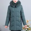 Trenchs de femmes d'âge moyen hiver longs parkas à capuche 2023 col en fausse fourrure vêtements femme veste élégante épaisse manteau rembourré chaud