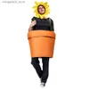 Costume de thème drôle de tournesol en pot de tournesol de couple masculin et féminin uniformes de cosplay Halloween Noël Pub Party Stage Come Q231010