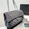 2023-Blue Grey Denim Umhängetaschen Cowboy Chain Tote Damen Luxus Flap Diamond Lattice Wallet Crossbody Classics Clutch Totes Geldbörse