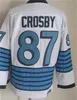 CCM Hockey 87 Sidney Crosby Retro Jersey Retire 71 Evgeni Malkin Vintage Classic 자수 팀 컬러 스포츠 팬을위한 Black White Blue Yellow 통기 가능한 풀오버