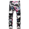 Art Ink Digital Printed Dinese Men Slim Fit 2021 Designer Hip Black Dżins Pants Male Streetwear Paint Stretch Party Dżinsy x06212946