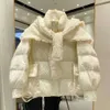 Autumn And Winter Womens Knitted Collar Detachable Shawl Down Jacket Loose Warm Short Two-piece Set Fashion Trends Match. CC JQUD