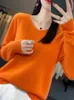 Women Sweters Kobiety jesienne zima pullover aliselect moda 100% wełniane wełniane wełniane odzież vneck długie rękawe topy z dzianiny 231009