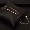 Link Bracelets SINLEERY Korean Fashion Charm Star Moon Cross Heart 2 Layers For Women Rose Gold Silver Color Hand Chain SL288