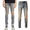 Plus maat 38 denim jeans heren geschilderd Destory Hole Slim Fit204t