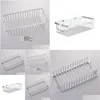 Bathroom Shelves Bathroom Wall Mounted Rectangar Net Basket Single Layer Deep Storage Rack Non Perforated Shower Home Garden Bath Bath Otf3D