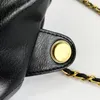 New women's tote and shoulder backpack Gold chain and thread embellished cowhide shopping bag Makeup storage