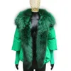 Dames Down Parka ANNSIRGRA Winterjas Witte Eend Jas Dames Echte Bontjassen Super Grote Kraag Met Gebreide Mouw Mode 231009