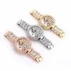 Horloges Dames quartzhorloge met luipaardkop 3 wijzers met strass ingelegd Valentijnsdagcadeau H9