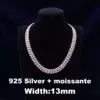 Модная брендовая женская цепочка на заказ с бриллиантами Vvs, муассанит, кубинская цепочка 13 мм, ожерелье в стиле хип-хоп, мужские ювелирные изделия из серебра 925 пробы