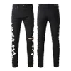 Designer mager svarta jeans för män man byxor rippa denim cyklist grå målarbesvär byxa broder smal passform stretch motorcykel ben183h