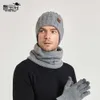 9153 inverno nova malha de lã masculina e feminina mesmo estilo pelúcia quente chapéu pescoço luva conjunto de três peças