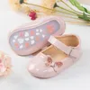 First Walkers Kidsun Baby Shoes Born Princess Pu Toddler Bow Decor Rubber Sole Anti Slip Walker 0 18M 231007
