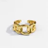 Hip Hop Cuban Chain Exaggerated Opening Electroplating 18k Real Gold Trend Neutral Ring Women's New