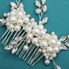 Hair Clips Luxury Exquisite Handmade Bridal Comb Pearl Rhinestone Alloy Flower Crystal Women Accessories Prom Travel Wear Gift