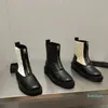 2023 Vinterkvinnor Fashion Boots Ankel Electric Embrodery Craft Elegant Leather Low Heel Kort stövlar