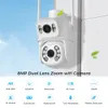 Reobiux Wifi PTZ Câmera 8MP Lente Dupla IP Cam Vigilância Ao Ar Livre Proteção de Segurança CCTV Câmera de Lente Dupla Com Aplicativo ICsee