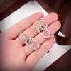 designer earrings for women Charm jewelry Heart shaped pink diamond decoration ear pendants Including box Holiday gifts