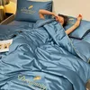 Set di biancheria da letto Ricamo di lusso Estate Semplice Trapunta di seta di ghiaccio fresco Trapunte Queen traspiranti Set di trapunte di raffreddamento Coperta di rayon 231009