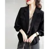 女性用ジャケット女性秋の服ファッション韓国のゆるい短いコートスーツトップ2023女性ウエスタンスタイルの長袖のレジャージャケット